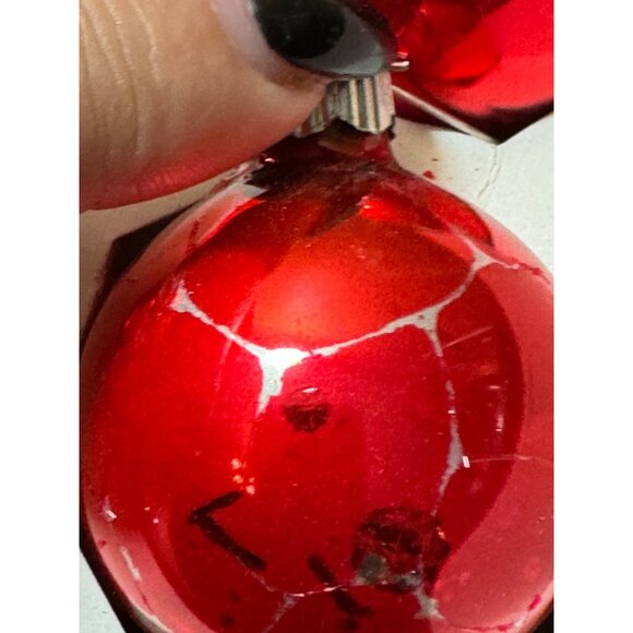 Vintage Shiny Brights Holly Red Glass Christmas Ornaments Set Of 12 - Picture 7 of 9